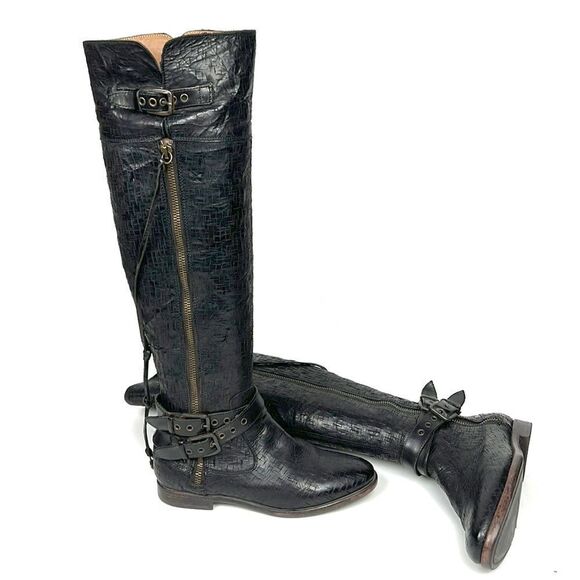 UGG Collection Nicoletta Scored Over-the-Knee Black Leather Boot size 6 1/2 - Picture 1 of 16